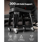 SucceBuy Mechanic Stool 300lbs Garage Seat with Wheels 360° Swivel Rolling Workshop Stool with Tool Tray for Garage, Shop Repair