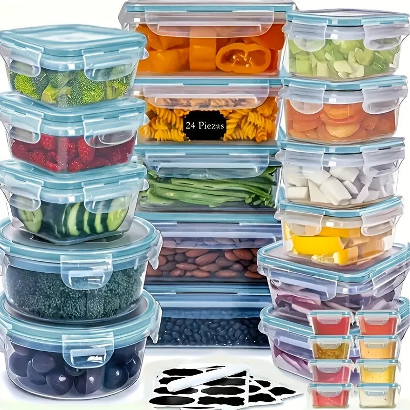 48PCS BPA-Free Food Storage Set – 24 Airtight Containers with Lids & Labels for Kitchen, Pantry & Travel - Nexvibe