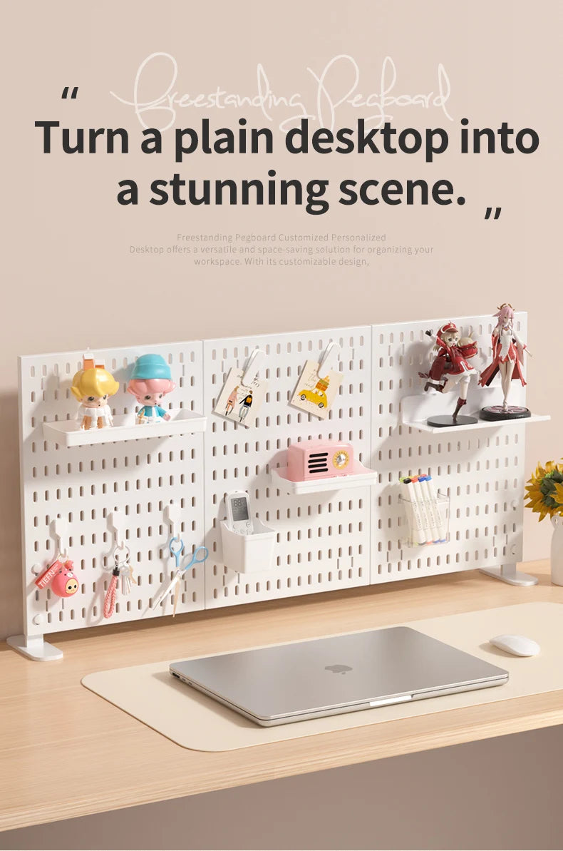 Home Study Storage Pegboard: Suitable for Displaying Figurines, Desk-Top Standing & Clip-On Storage for Furniture Items