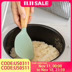 Wooden Handle Silicone Rice Spoon, Heat-Resistant, Anti-Scald, Odor-Free, for Home & Restaurants