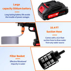 21V Cordless High Pressure Washer 60Bar Portable Wireless Cleaner with 2 Batteries Foam Cannon & Nozzles Handheld Washer for Car Garden Patio Outdoor Cleaning