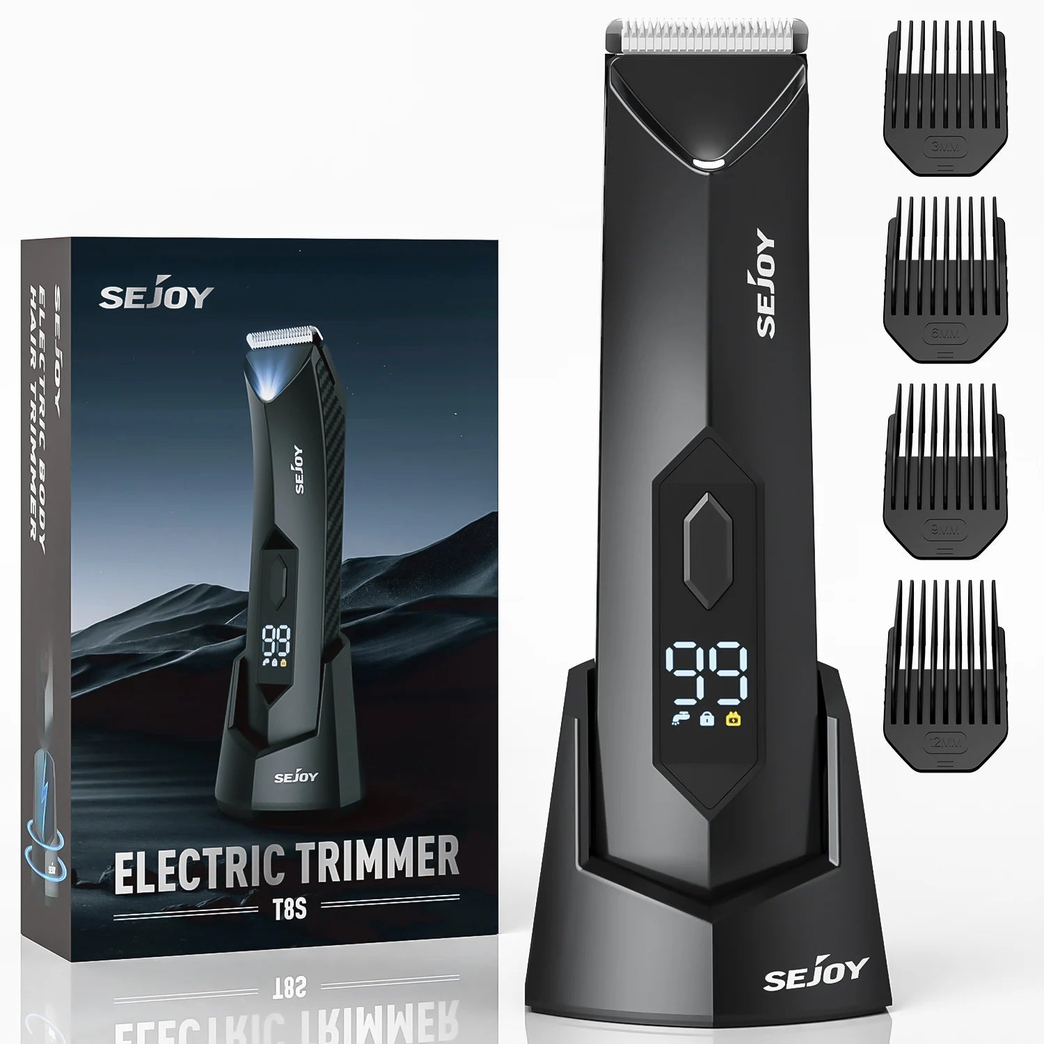 SEJOY Body Pubic Hair Trimmer for Men With Standing Recharge Dock,Balls Women Lady Shaver Hair Removal Bikini Trimmer