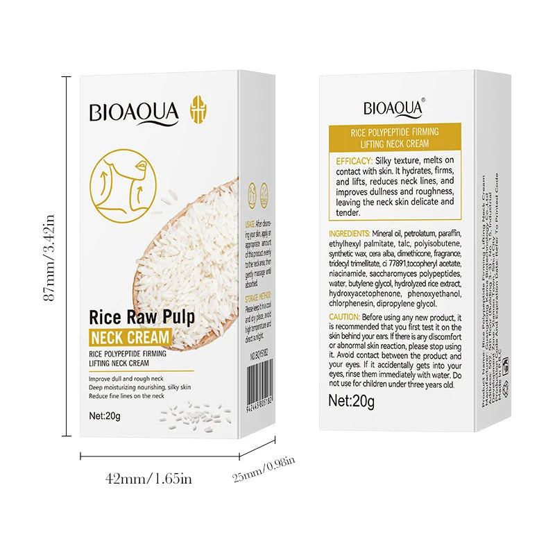 Korean Rice Raw Pulp Neck Cream Moisturizing Reduce Neck Lines Lightweight & Non-greasy Improve Dull Rough Daily Neck Care