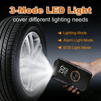 Portable Tire Inflator Air Compressor, 150 PSI Cordless 6000mAh Dual Power, 24L/Min Fast Inflation with Auto Shut-Off, LED Light, 4 Presets for Car/Bike/Motorcycle/Balls (12V DC Car Plug Included)