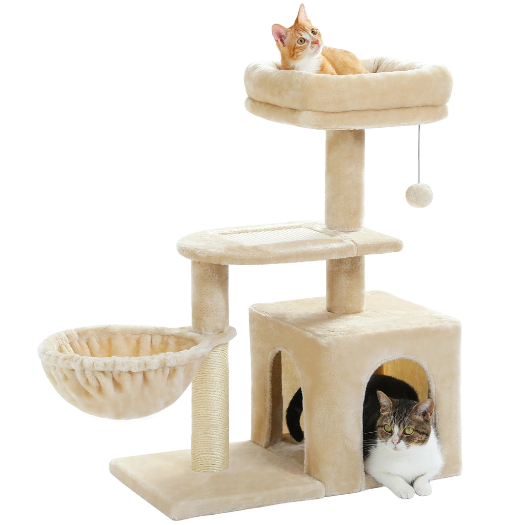 Cat Tree Cat Tower for Indoor Cats 2 Styles Cat Activity Tree with Cat Scratching Posts Big Hammock and Removable Top Perch Grey