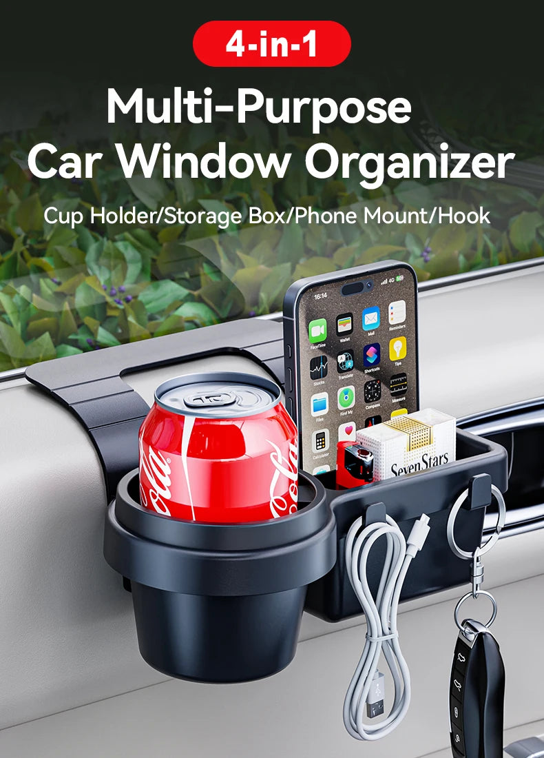 Car Cup Stand Phone Holder Mount Tray Side Door Window Storage Barrel Pocket Hanging Storage Rack with Auto Interior Accessories