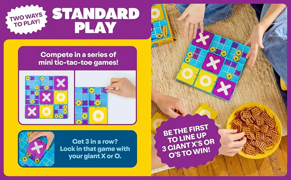 Strategic Upgraded Tic-Tac-Toe Game for Parties - Xs Vs O' Board Game for Boys, Girls, And Families