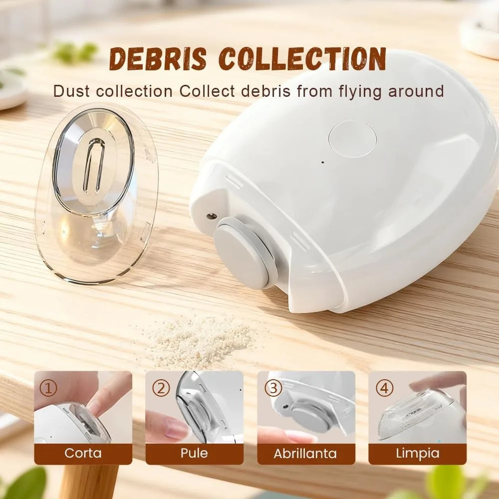 1 PCS Universal Automatic Fingernail Grinder, 3 Speeds Electric Nail Clipper, Portable Nail Cutter and Trimmer with LED Light & Clip Storage, Electric Toenail Clippers for Seniors & Adults