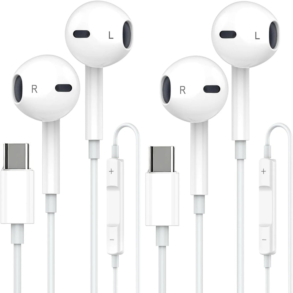 Wired Earphones, Portable Wired Earplugs with Microphone and Volume Control, Universal In-ear Headphones for Type C Devices