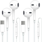 Wired Earphones, Portable Wired Earplugs with Microphone and Volume Control, Universal In-ear Headphones for Type C Devices