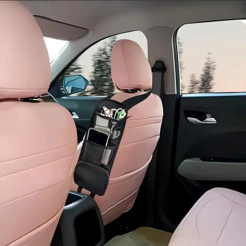 1pcs Car Seat Back Hanging Bag Oxford Cloth Waterproof Thermal Pressure Resistant Handle Side Storage Bag Vehicle Compression