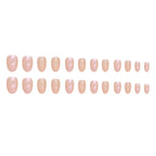 24 short oval press on nails gradient fake nails, paired with 1 piece of jelly and 1 nail file