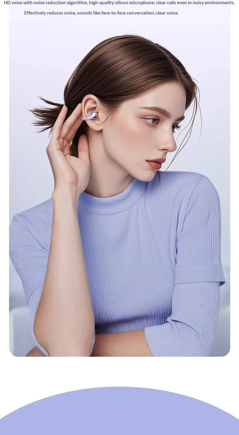 Premium Wireless Bluetooth Earbuds Clip-on Earphones Sound Quality Long Battery Life Perfect for Sports Headphones With Mic