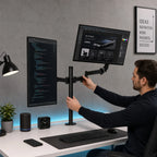 Dual Monitor Stand, Heavy Duty Adjustable Monitor Desk Mount for 2 Screens up to 32 Inches, Fully Adjustable Height, Tilt, Swivel, Rotate, Supports 17.6 lbs per Monitor Arm, Easy Installation