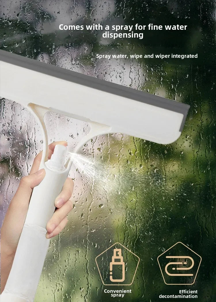 3-in-1 Silicone Shower Squeegee Wiper Hand-held Spray Window Wiper with Nozzle Watering Can Bathroom Mirror Glass Cleaning Tool