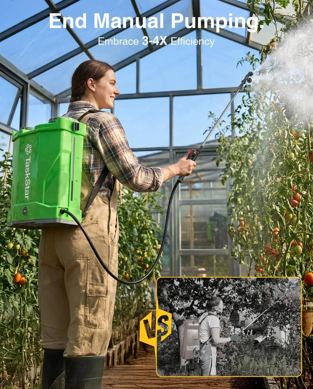 TaskStar Electric Sprayer 16L High Capacity Agricultural Pesticide Spray Tool 100 Pressure Knapsack Sprayer with 2 2000mAh Rechargeable Battery&6 Nozzles