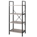 MCQ 4Tiers Metal Classic Bookshelf Freestanding Tall Display Shelf Wooden Storage Tall Display Shelves Bookshelf Sturdy Structure Graduated Shelves Adjustable Feet for Home