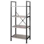 MCQ 4Tiers Metal Classic Bookshelf Freestanding Tall Display Shelf Wooden Storage Tall Display Shelves Bookshelf Sturdy Structure Graduated Shelves Adjustable Feet for Home