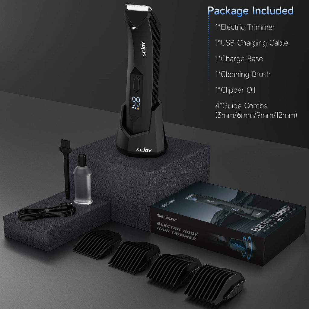 SEJOY Body Pubic Hair Trimmer for Men With Standing Recharge Dock,Balls Women Lady Shaver Hair Removal Bikini Trimmer