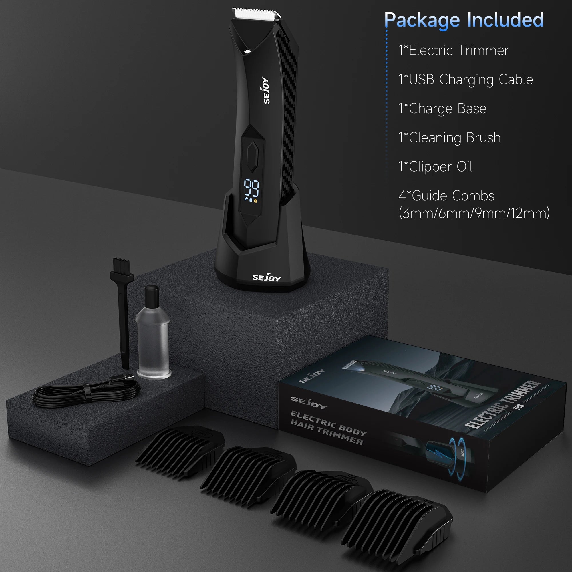 SEJOY Body Pubic Hair Trimmer for Men With Standing Recharge Dock,Balls Women Lady Shaver Hair Removal Bikini Trimmer