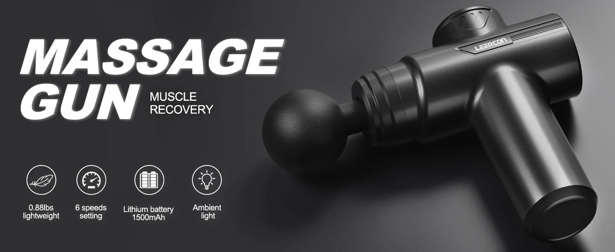 LEERCON Mini Massage Gun, 6 Speeds 4 Heads, Portable Fascial Gun Deep Tissue Massager, Muscle Fatigue Relief for Gym Travel, Gift
