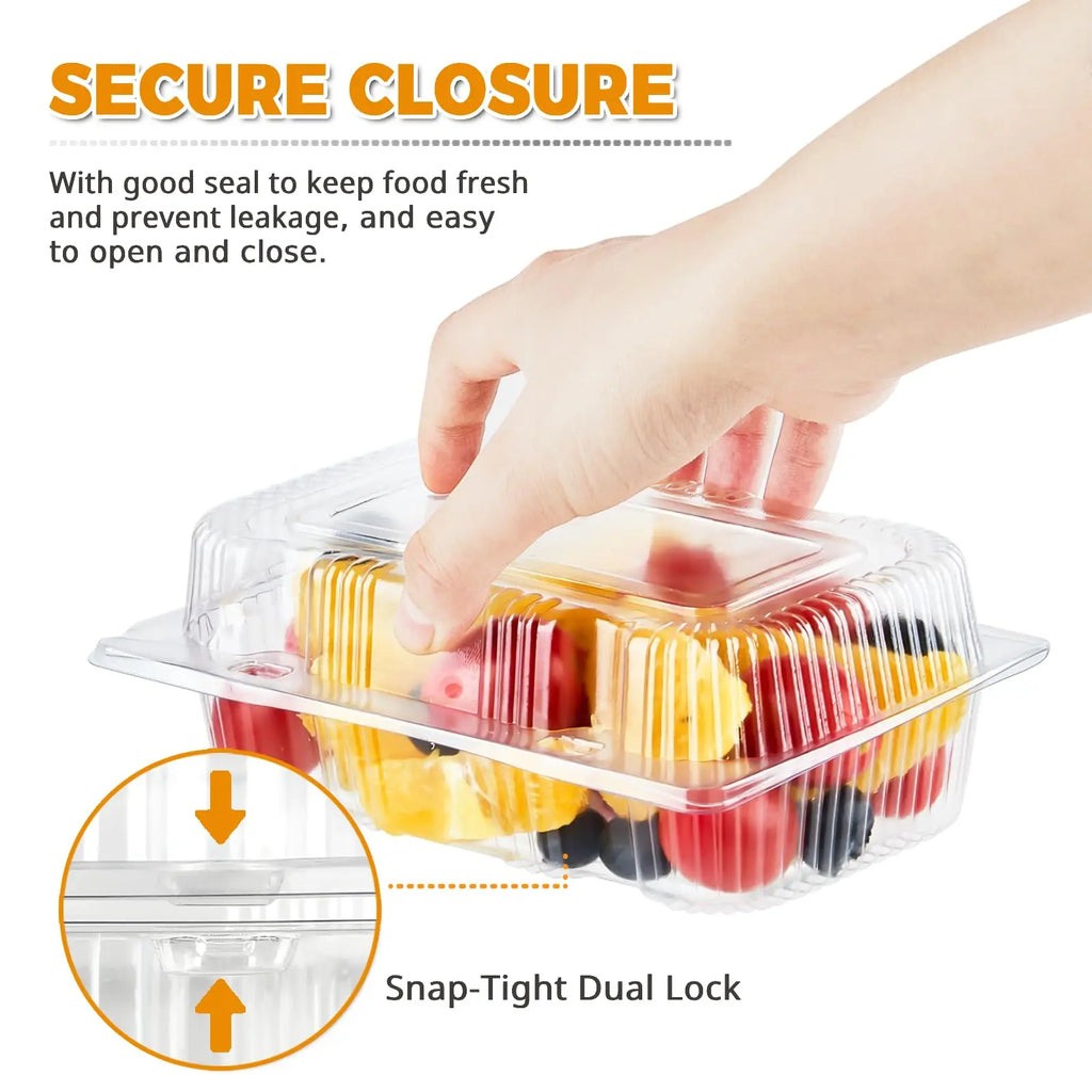 50 Pcs Multi-Purpose Clear Plastic Boxes - Disposable Containers for Fruit Salad Sushi Dessert Takeout Party Picnic