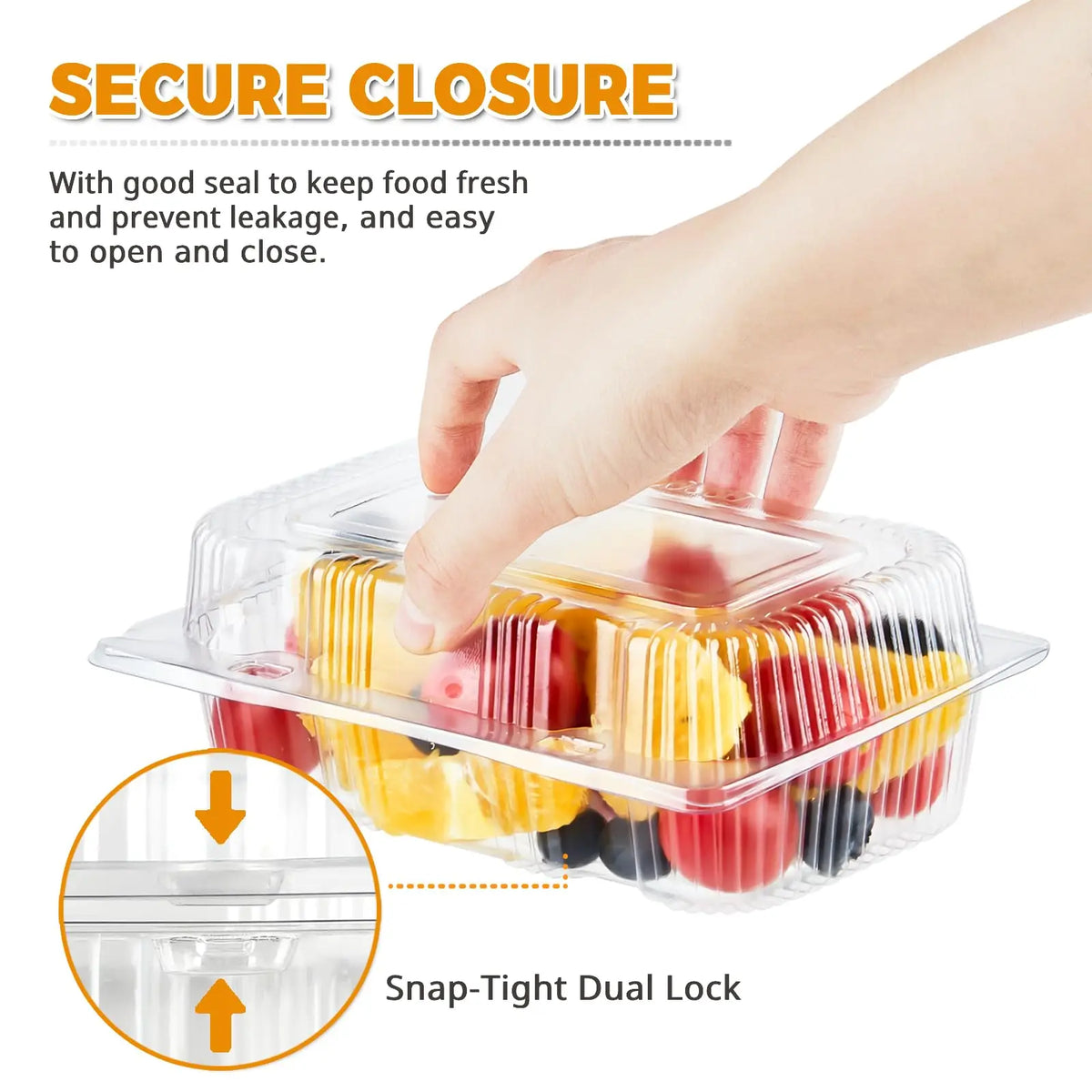 50 Pcs Multi-Purpose Clear Plastic Boxes - Disposable Containers for Fruit Salad Sushi Dessert Takeout Party Picnic