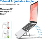 Ergonomic Aluminum Alloy Foldable Laptop Stand, 7 Adjustable Angles, Sand-Blasted Anti-Slip Stable Computer Holder