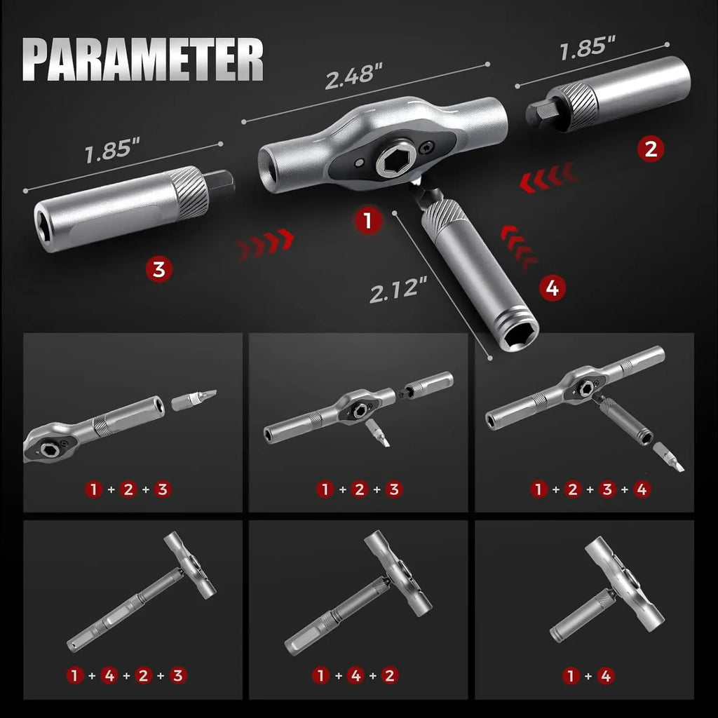 VMAN 24in1 Multifunction Ratchet Screwdriver Set Multi Magnetic Bits Mini Repair Tool Kit Household Tool For PC & Desk Etc.