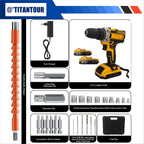 24-Piece Set Dual-Speed Dual-Battery Charger Lithium Drill Kit with LED Light And Carry Case - Electric Screwdriver with Tool Bo
