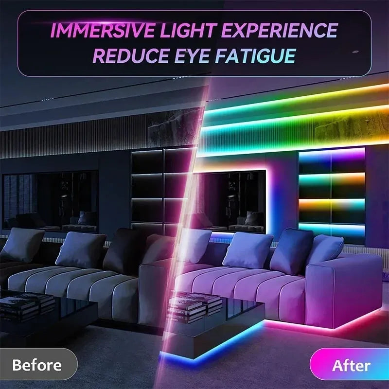 RGB LED Strip Light Intelligent Bluetooth Remote Control Remote Flexible Diode Light Strip for Room Home Decoration TV Backlight