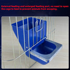Blue Rabbit Feed Box Hopper Rabbit Cage Hanging Feed Trough Hamster Bunny Guinea Pig Eating Drinking Bowl Livestock Supplies 1Pc