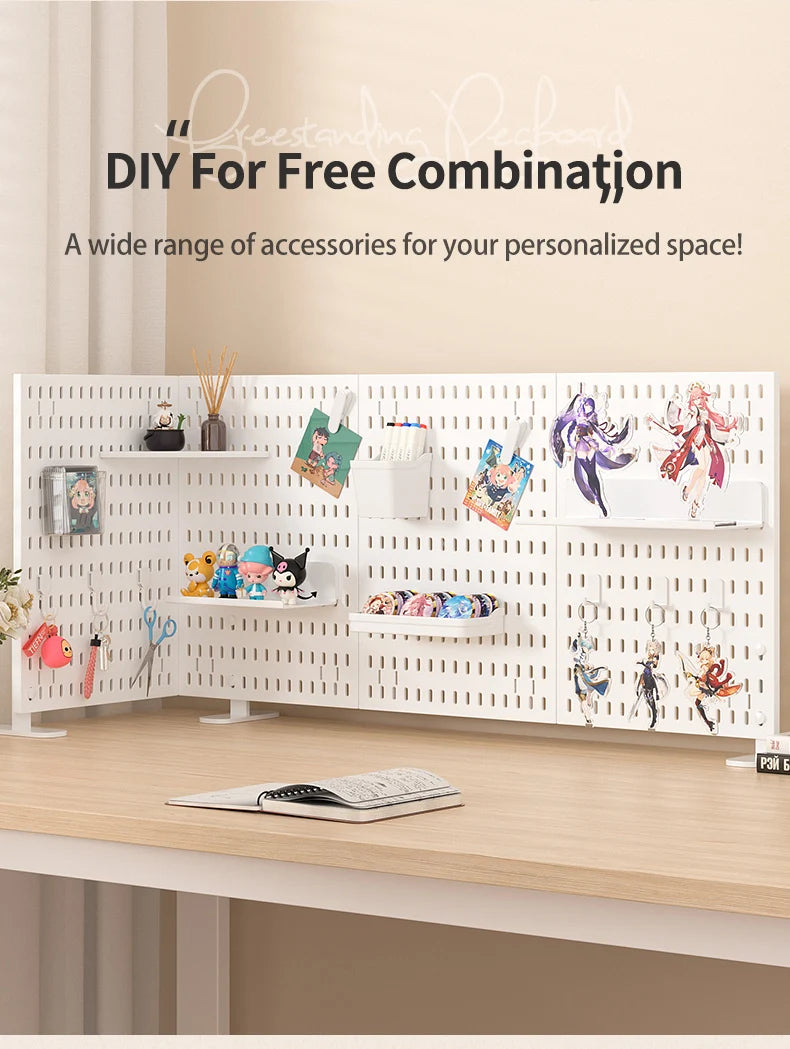 Home Study Storage Pegboard: Suitable for Displaying Figurines, Desk-Top Standing & Clip-On Storage for Furniture Items