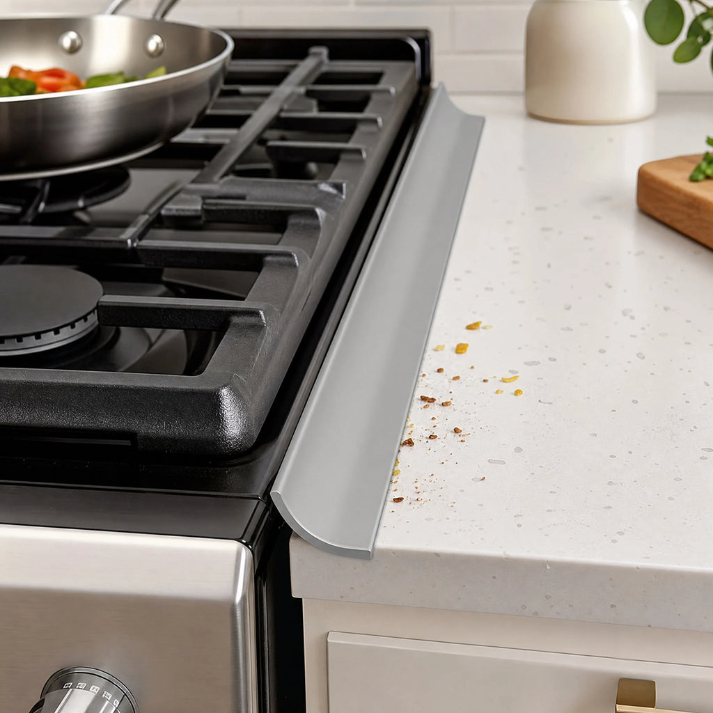 2PCS Kitchen Stove Gap Cover, PVC Self-Adhesive T-Shaped Seal Strip Oil Proof, for Countertop Sink Cabinet Gap Filler, Grey