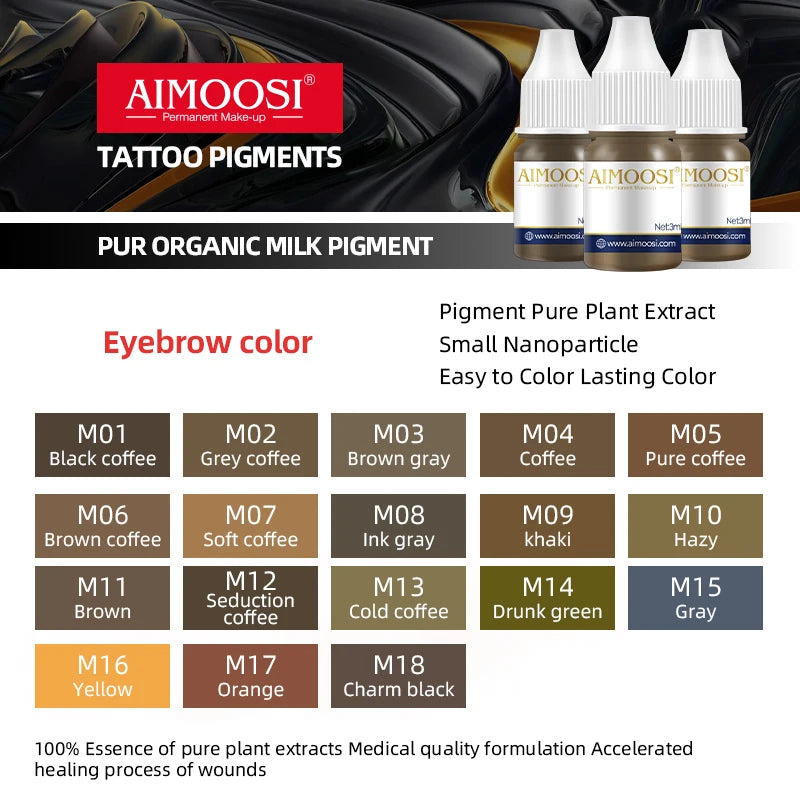 Dark Eyebrow Tattoo Ink for Semi Permanent Makeup Professional Vegan Microblading Pigment Inks Beauty Health PMU Tattoo Supplies