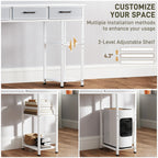47" Computer Desk with 3 Fabric Drawers, Home Office Desk with Adjustable Shelves, Small Writing Desk with Storage, White
