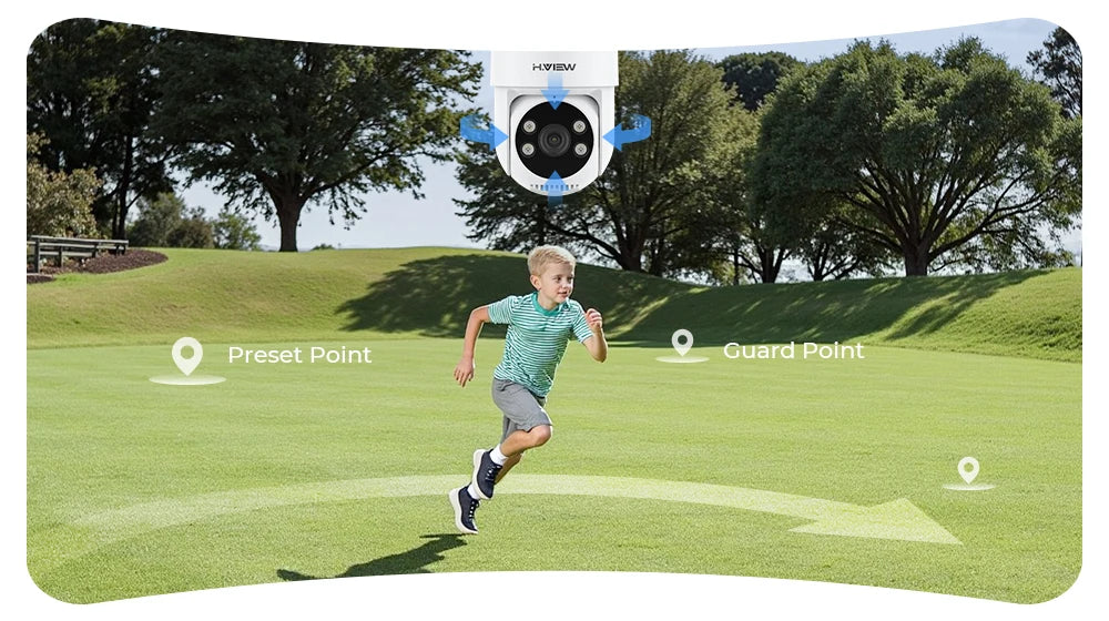 H.VIEW 3MP PTZ IP Camera WiFi Outdoor AI Human Detection Audio  Wireless Security CCTV Camera