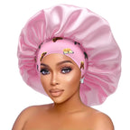 Women's Butterfly Design Silk Sleep Cap Wide-Tie Milk Bonnet Single Piece Hair Accessory