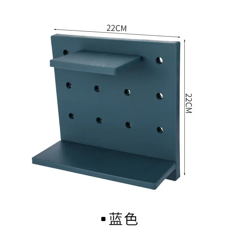 Punch Free Pegboard Display Stand Wall Organizer Storage Plate Living Room Kitchen Bedroom Wall Hanging Decoration Wall Shelf
