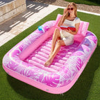 JOYFY Inflatable Tanning Pool Lounger Float 70" x 46" Pool Floats Adult with Pillow Sunbathing Bed Lounge for Summer Water Party