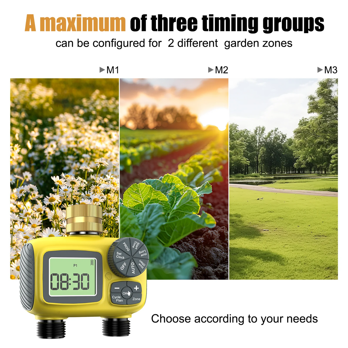 Insoma Dual Outlets Water Timer Home Garden Automatic Watering Irrigation System with Brass Inlet for Outdoor