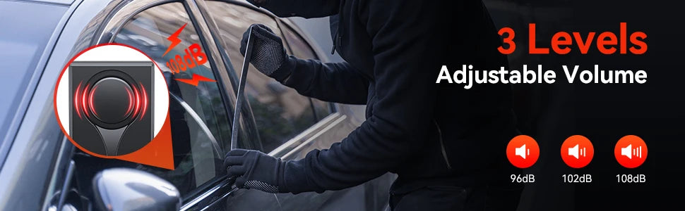 Wireless Car Vibration Burglar Alarm With Light 108dB Loud Car Door And Window Anti Theft Alarm Bike Motorcycle Security Alarm