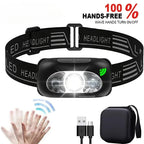 HOMEFISH Super Bright LED Headlamp  Rechargeable Sensor Headlight Waterproof Flashlight for Camping Hiking Fishing Emergenc