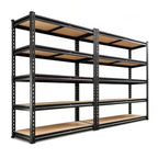 2 Pack Heavy Duty 5 Tier Storage Shelving Unit, Boltless Adjustable Metal Frame Wood Deck Storage Rack, 2 Sizes Available, Garage Basement Warehouse Organizer Rack