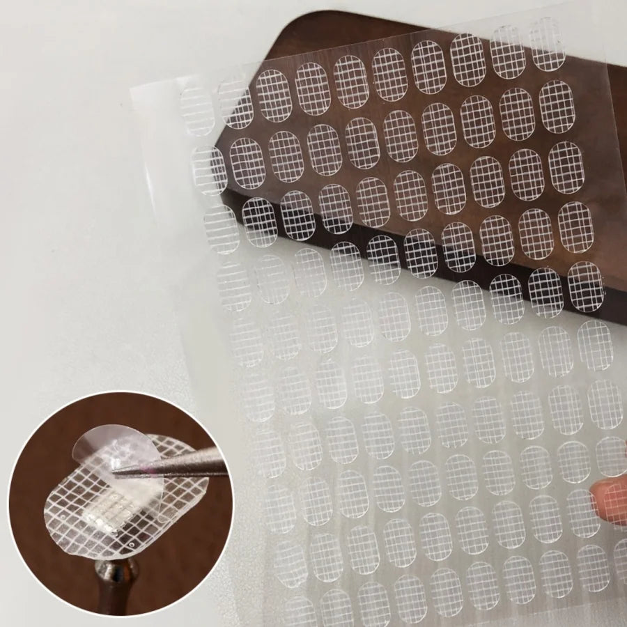 200pcs Nail Support Double-Sided Tape Nail Art Transparent No-Trace Jelly Tape Wearable Nail Tips Practice Base Fixing St