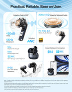 Baseus Bass BP1 Pro -50dB Noise Cancelling Wireless Earbuds Bluetooth 6.0 LDAC Hi-Res Sound 6-Mic AI Clear Calls IP55 Earphones