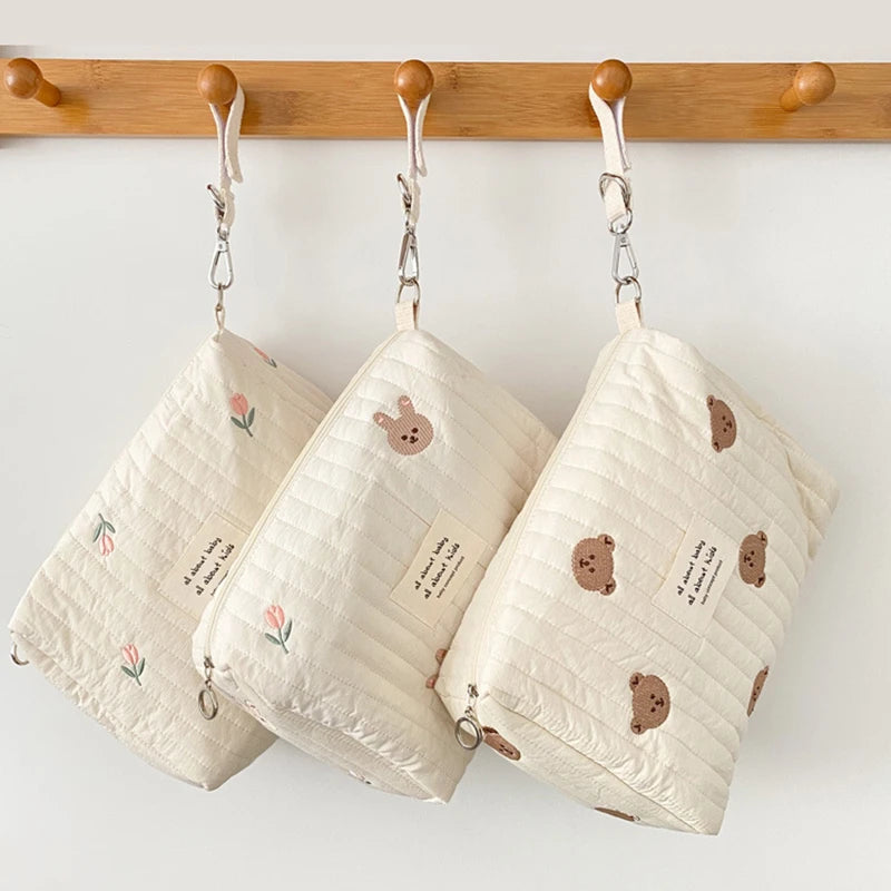 Mommy Bag Print Embroidery Mommy Bag Zipper Newborn Baby Diaper Bag Nappy Pouch Travel Stroller Storage Bags