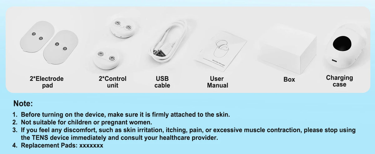 Masgre Wireless TENS EMS Unit - Pads for Electric Muscle Stimulator - Designed for Lower Back, Arm, Shoulder, Leg, and Foot