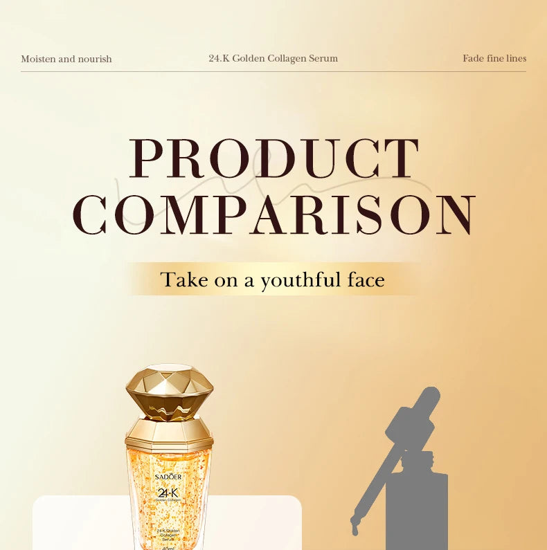 SADOER 24K Golden Collagen Serum for face Moisturizing Anti Wrinkles Hydrating Anti-aging Facial Essence Skin Care Products