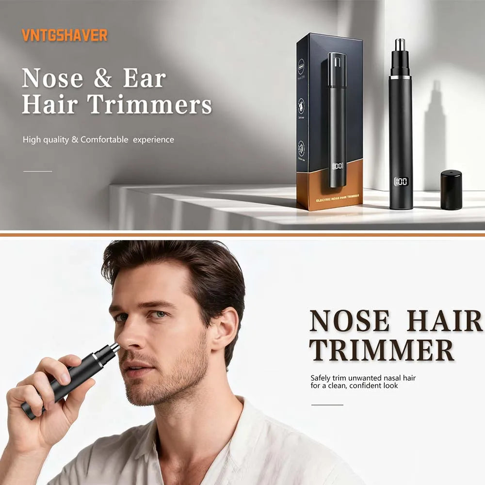 Rechargeable Nose & Ear Hair Trimmer for Women & Men Nose Hair Shaver for nasal clearance - portable grooming tool Easy Clean Cordless Trimmer